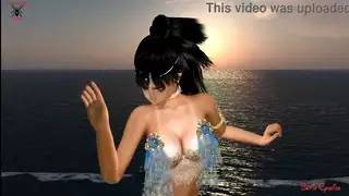 راقصة شرقية خيالية زرقاء تأخذ ثنائي بي بي سي بشراسة